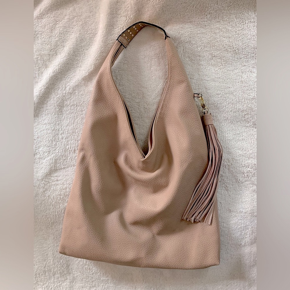 Steve Madden Pinky Beige Leather Hobo Bag